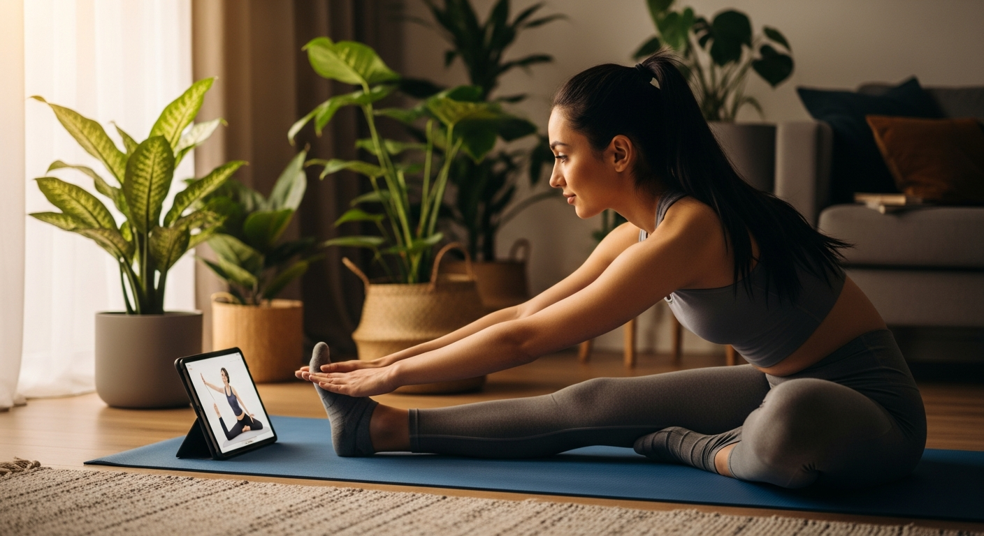 Занятие по стретчингу на планшете